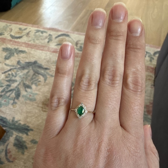 14k Oval Emerald and Diamond Bellarina Ring (Ferko’s) - Picture 5 of 5